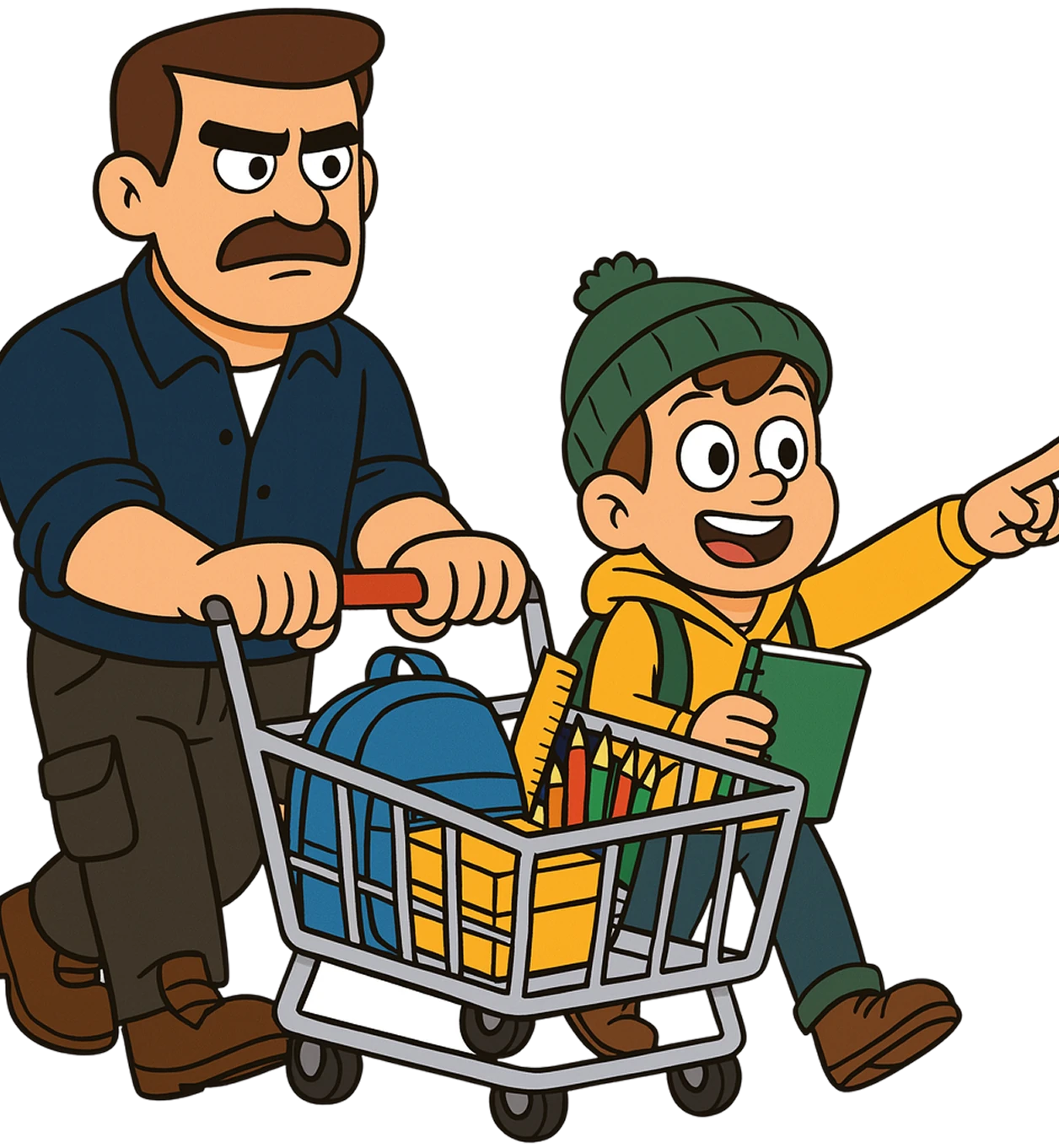 Father and son shopping